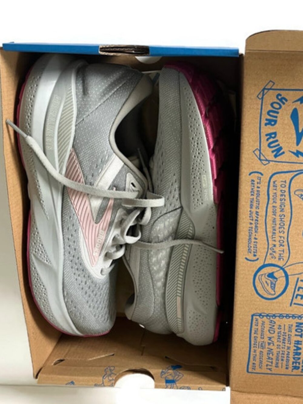 Brooks womens Gray & Pink Lightweight Lace-Up Sneakers - Picture 6 of 9